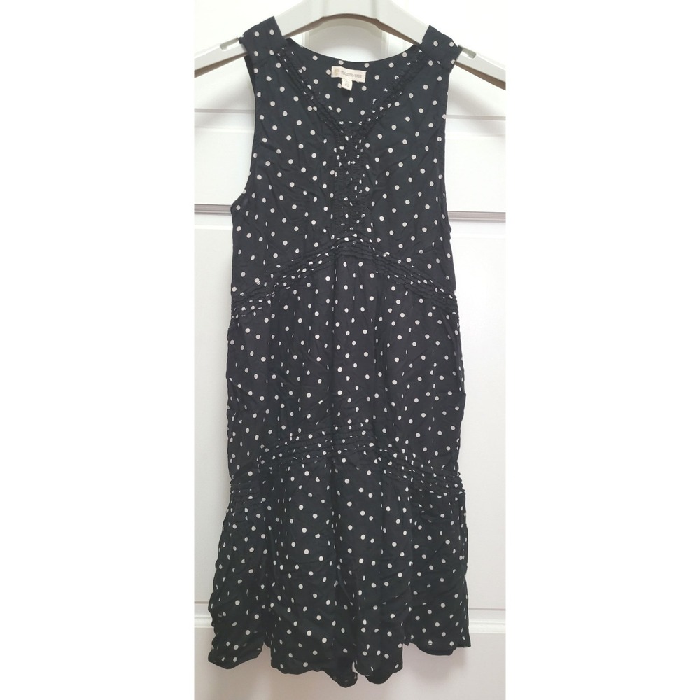 Tucker Tate Girl's 100% Rayon Sleeveless Polka Dot Dress - Black - Size XL 14/16